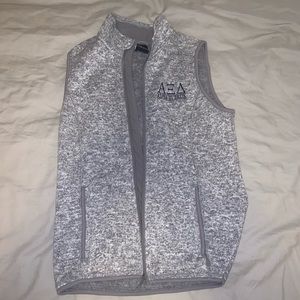 Alpha Xi Delta Grey Embroidered Vest - M